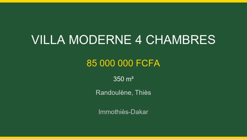 Villa 350 m² à Randoulène, Thiès — Vente 85 000 000 FCFA